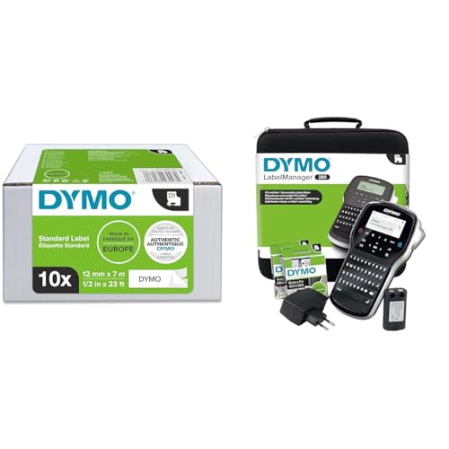 DYMO Original D1-Etikettenband | schwarz auf weiß & LabelManager 280 Tragbares Beschriftungsgerät im Koffer von DYMO