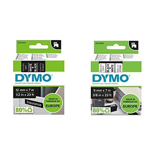 DYMO Original D1-Etikettenband | weiß auf schwarz | 12 mm x 7 m & Original D1-Etiettenband | 9 mm x 7 m | schwarz auf weiß | selbstklebendes Etikettenband | für LabelManager-Beschriftungsgerät DYMO Original D1-Etikettenband | weiß auf schwarz | 12 mm x 7 m & Original D1-Etiettenband | 9 mm x 7 m | schwarz auf weiß | selbstklebendes Etikettenband | für LabelManager-Beschriftungsgerät von DYMO