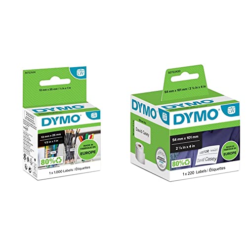 DYMO Original LabelWriter Mehrzwecketiketten (Klein) | 13 mm x 25 mm | Rolle mit 1.000 leicht ablösbaren Etiketten | selbstklebend & Orignal LabelWriter Versandetiketten/-Namensschilder (Groß) von DYMO
