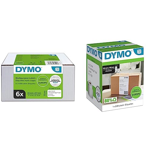 DYMO Original LabelWriter Mehrzwecketiketten | 6.000 Etiketten & Original LabelWriter Versandetiketten (Extragroß) für LabelWriter 5XL/4XL-Etikettendrucker | 104 mm x 159 mm | Rolle mit 220 Etiketten von DYMO