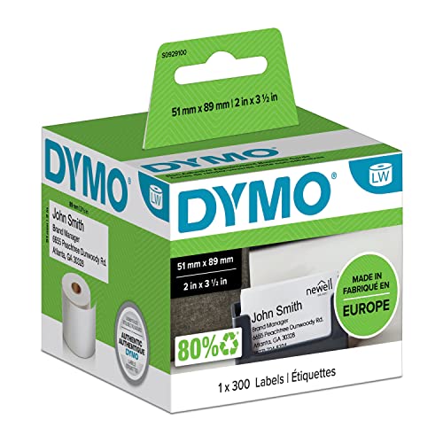 DYMO Original LabelWriter Namenschilder-Etiketten | 51 mm x 89 mm | Rolle mit 300 Etiketten | selbstklebend | für LabelWriter Etikettendrucker und Beschriftungsgerät von DYMO