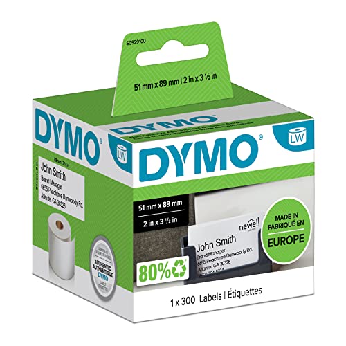 DYMO LW-Namenschilder-Etiketten | 51 mm x 89 mm | Rolle mit 300 Etikettenband | selbstklebend | für LabelWriter-Beschriftungsgeräte | authentisches Produkt von DYMO