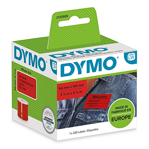 DYMO Original LabelWriter Versandetiketten / Namensschilder (Groß) | Schwarz auf gelb | 54 mm x 101 mm | Selbstklebend | Rolle mit 220 Easy-Peel-Etiketten |für LabelWriter Etikettendrucker von DYMO