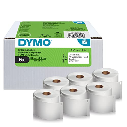 DYMO Original LabelWriter Versandetiketten für LabelWriter 5XL/4XL-Etikettendrucker – 102 mm x 210 mm – 6 Rollen mit je 140 Etiketten (840 Stück) – selbstklebend – für LabelWriter Beschriftungsgerät von DYMO