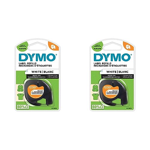 DYMO Original LetraTag Bügeletiketten | schwarz auf weiß | 12 mm x 2 m | Stoffetikettenband für LetraTag-Beschriftungsgerät (Packung mit 2) von DYMO