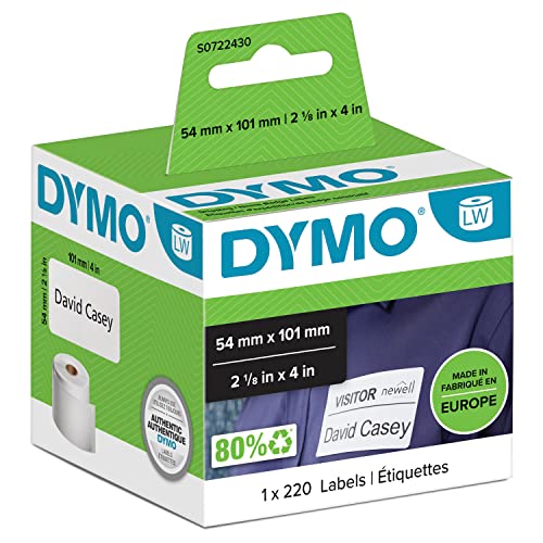 DYMO Orignal LabelWriter Versandetiketten/-Namensschilder (Groß) | 54 mm x 101 mm | Rolle mit 220 leicht ablösbaren Etiketten | selbstklebend | für LabelWriter Etikettendrucker & Beschriftungsgerät von DYMO