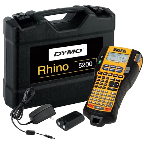 DYMO Rhino 5200 Tragbares Industrielles Beschriftungsgerät, ABC-Tastatur und Großes LCD-Display, Stabiles Kunststoffgehäuse mit integrierten Gummipuffern, Gummierte Tasten mit 6 Direktzugriffstasten und 11 Funktionen von DYMO