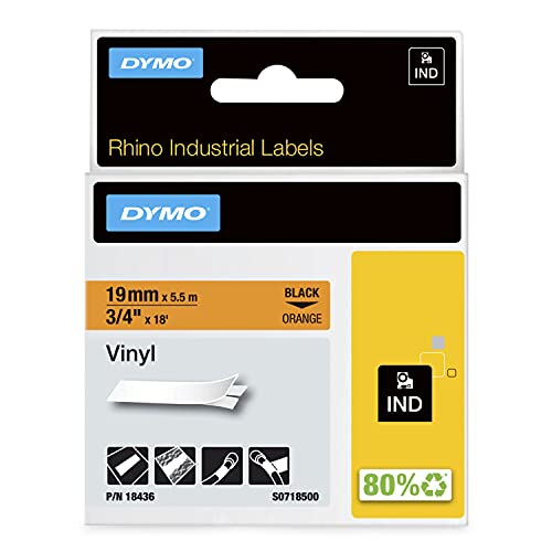DYMO Rhino-Industrie-Vinyletiketten | 19 mm x 5,5 m | schwarz auf orange | selbstklebendes Schriftband | für DYMO Rhino und LabelManager Beschriftungsgerät DYMO Rhino-Industrie-Vinyletiketten | 19 mm x 5,5 m | schwarz auf orange | selbstklebendes Schriftband | für DYMO Rhino und LabelManager Beschriftungsgerät von DYMO