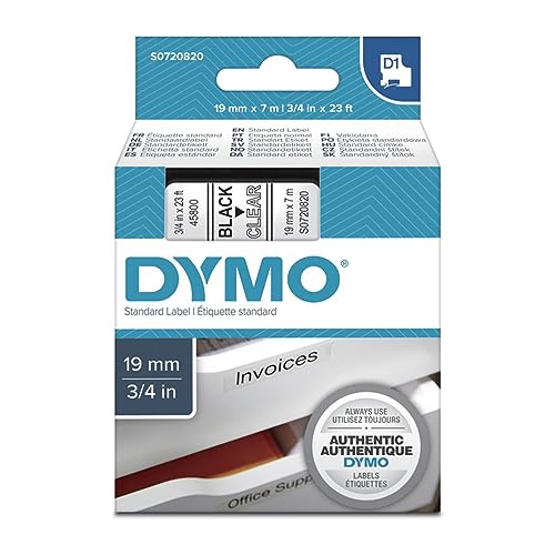 DYMO S0720820 Schriftband D1 45800 Bandfarbe: Transparent Schriftfarbe:Schwarz 19mm 7m DYMO S0720820 Schriftband D1 45800 Bandfarbe: Transparent Schriftfarbe:Schwarz 19mm 7m von DYMO