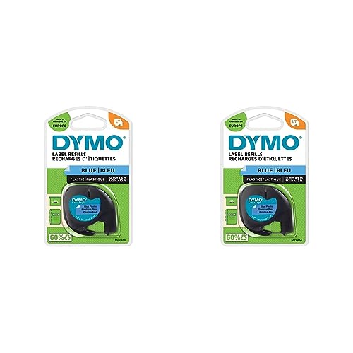 DYMO S0721650 Schriftband 91205 UK/FR-Version, Schwarz auf Blau, 12mm (Packung mit 2) von DYMO