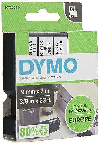 DYMO Schriftband D1 40913 Bandfarbe: Weiß Schriftfarbe:Schwarz 9mm 7m von DYMO