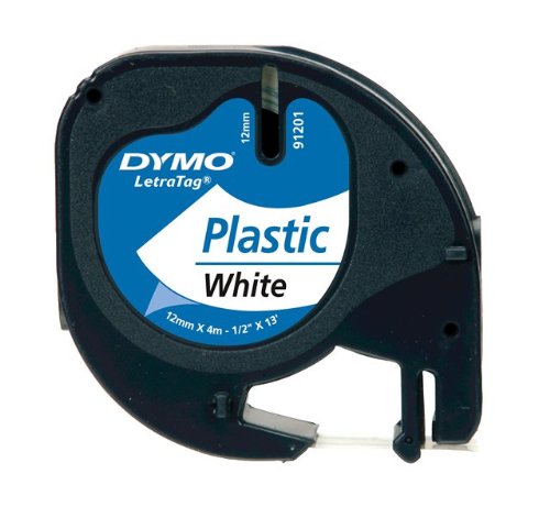 DYMO TAPE LETRA TAG 12MM X 4M weißem Kunststoff (59.422) (S0721560) von DYMO