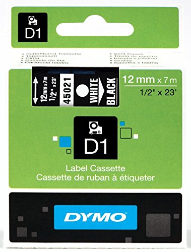 Dymo® D1 Schriftband D1, Kunststoff, laminiert, 7 m x 6 mm, Schwarz/Weiß von DYMO