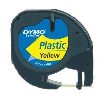 Dymo® LetraTag Schriftband, Kunststoff, laminiert, 4 m x 12 mm, Schwarz/Gelb von DYMO