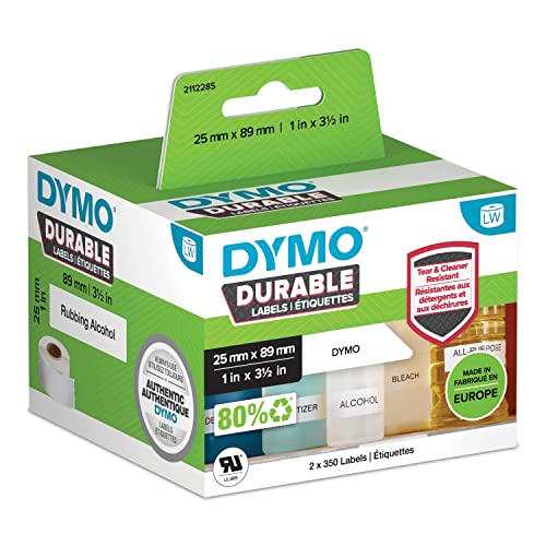 Dymo LW Hochleistungs Etiketten | 25 mm x 89 mm | weißes Polyester | Rolle mit 700 Etikettenband | für LabelWriter-Beschriftungsgerät | authentisches Produkt von DYMO