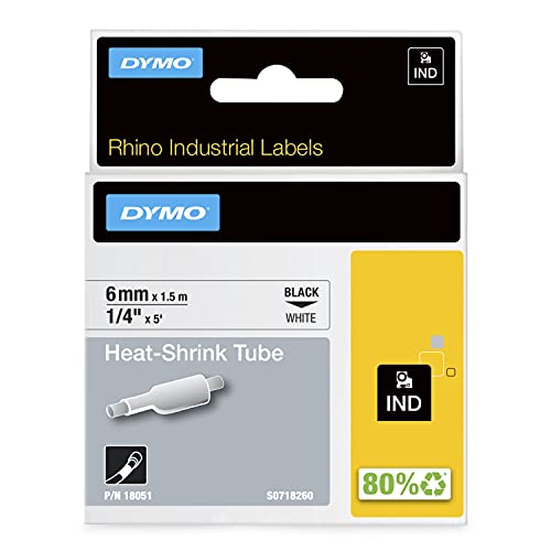 DYMO Rhino Industrie Schrumpfschlauch-Kabeletiketten | 6 mm, 1,5 m | Schwarz auf weiß | für DYMO Rhino Beschriftungsgerät DYMO Rhino Industrie Schrumpfschlauch-Kabeletiketten | 6 mm, 1,5 m | Schwarz auf weiß | für DYMO Rhino Beschriftungsgerät von DYMO