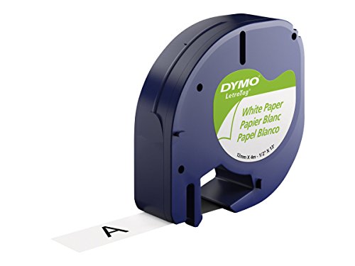 Dymo S0721520 LetraTag-Band, Papier, 12 mm x 4 m, schwarz/weiß von DYMO