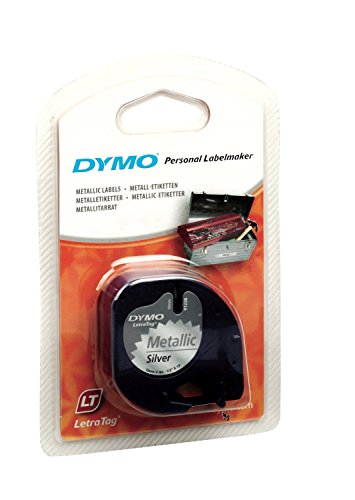 Dymo Set 5 Kassetten Band LetraTag métallic 12 mm x 4 m schwarz auf silber von DYMO