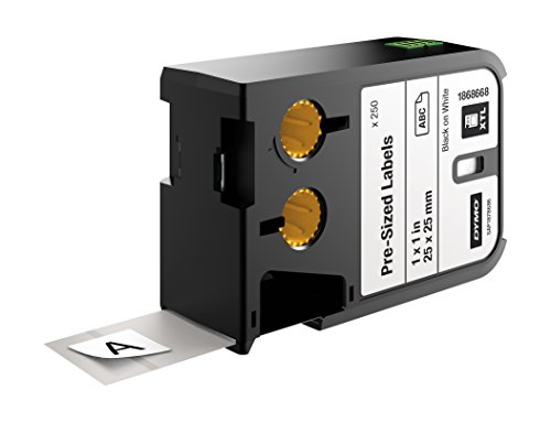 Dymo XTL Vorkonfektioniertes Etikett, Polyester, permanent haftend 25 x 25 mm, 250 Etiketten, schwarz auf weiß von DYMO