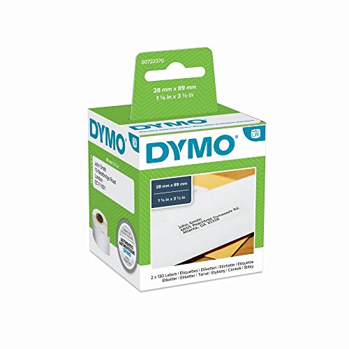 Etiketten DYMO LABEL WRITER Papier für Leitungen, 130 x 2 Rollen, 89 x 28 mm, Weiß von DYMO