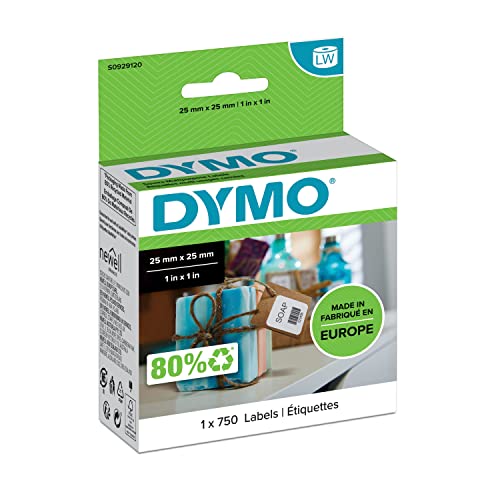 DYMO Original LabelWriter Mehrzwecketiketten (Klein) | 25 mm x 25 mm | Rolle mit 750 leicht ablösbaren Etiketten | selbstklebend | für LabelWriter Etikettendrucker und Beschriftungsgerät von DYMO