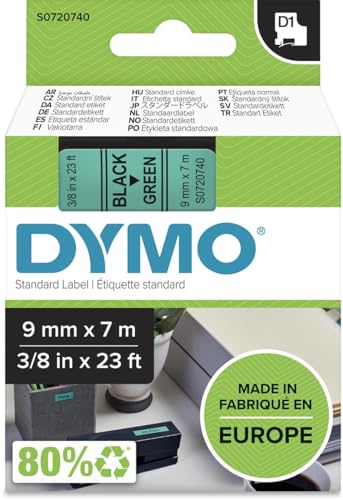 Laminiertes Farbband für DYMO D1 40919 9 mm LabelManager™ schwarz grün (5 Stück) von DYMO