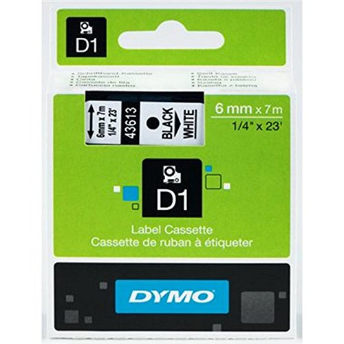 Schriftband Dymo D1, 6mm breit, 7m lang, schwarz auf weiß, S0720780 von DYMO