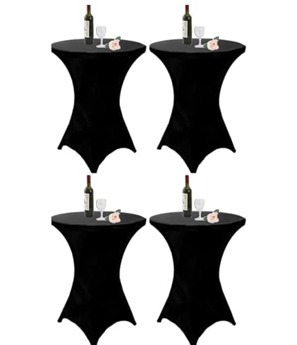 Stretch Stehtisch Husse Stehende Tischdecke 80 x 110cm Elastische Tischdecken für Bar Counter, Runde Tisch Hochzeit, Geburtstagsfeier (Schwarz, XL-4) von DYOUen