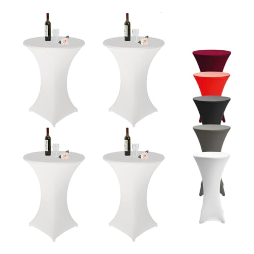 Stretch Stehtisch Husse Stehende Tischdecke 80 x 110cm Elastische Tischdecken für Bar Counter, Runde Tisch Hochzeit, Geburtstagsfeier (Weiß, XL-4) von DYOUen