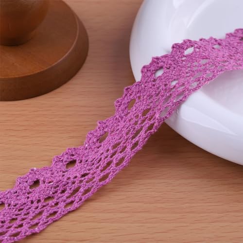 Spitzenband im Vintage-Stil, gehäkelt, Baumwolle, Spitzenrand für Weihnachten, Basteln, Nähen, Hochzeit, Brautkleid, Kostüm, Basteln und Nähen, 20 Meter x 2,5 cm (Hellrosenrot) von DYSHIPEN