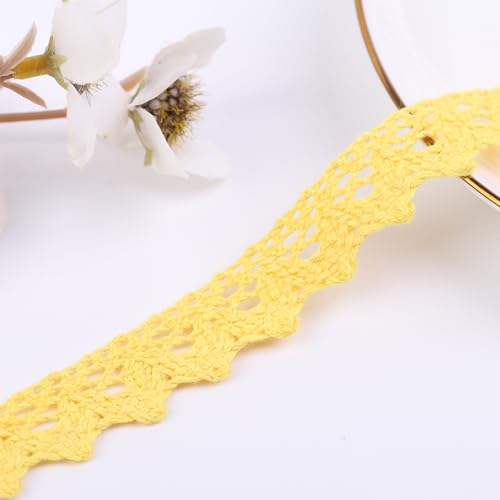 Spitzenband zum Nähen, Häkelspitze zum Nähen, Häkeln, für Kostüme, Schmuck und Nähen, 27 m breit, 1,8 cm breit, Gelb von DYSHIPEN