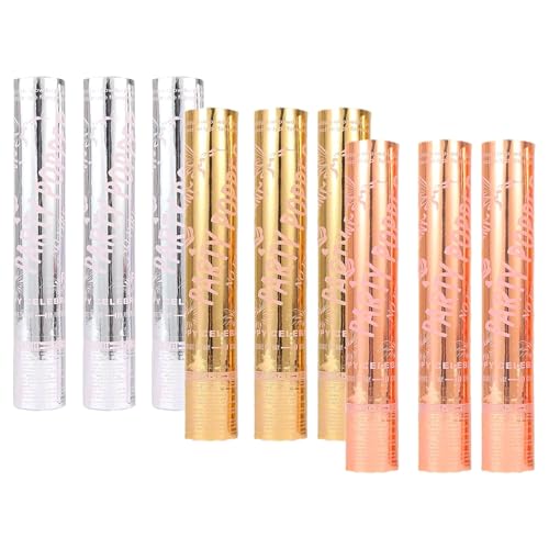Konfetti-Kanonen, dreifarbiges Goldfolien-Konfetti (Gold, Silber, Champagnerfarbe), 30 cm, biologisch abbaubare Konfettikanonen, Party-Popper für Feiern, Geburtstage, Hochzeiten, Elite, Partyzubehör von DYUEE