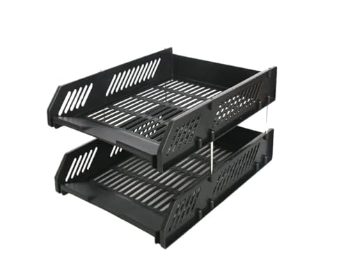 1 PCS Einfache A4 Datei Lagerung Fach Stapelbar Kunststoff Rack 2 Schichten(Black) von DYYEUAVT