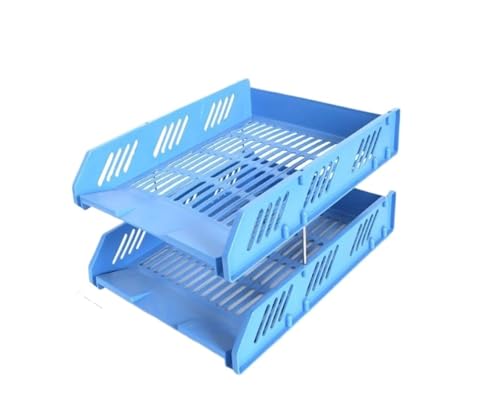 1 PCS Einfache A4 Datei Lagerung Fach Stapelbar Kunststoff Rack 2 Schichten(Blue) von DYYEUAVT