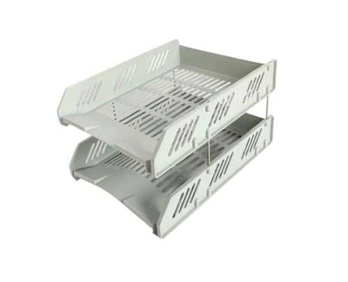 1 PCS Einfache A4 Datei Lagerung Fach Stapelbar Kunststoff Rack 2 Schichten(Gray) von DYYEUAVT