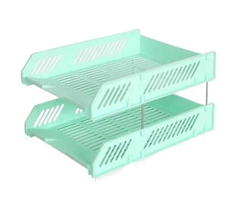 1 PCS Einfache A4 Datei Lagerung Fach Stapelbar Kunststoff Rack 2 Schichten(Green) von DYYEUAVT