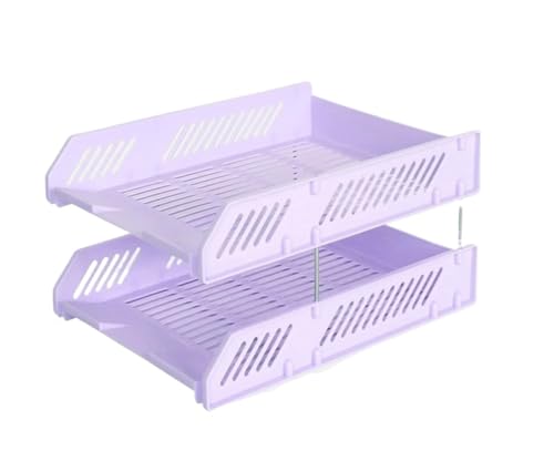 1 PCS Einfache A4 Datei Lagerung Fach Stapelbar Kunststoff Rack 2 Schichten(Purple) von DYYEUAVT