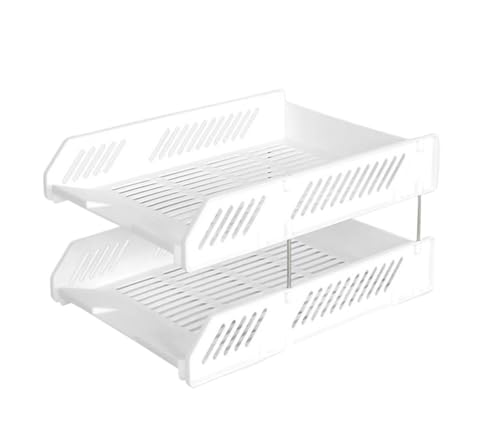 1 PCS Einfache A4 Datei Lagerung Fach Stapelbar Kunststoff Rack 2 Schichten(White) von DYYEUAVT