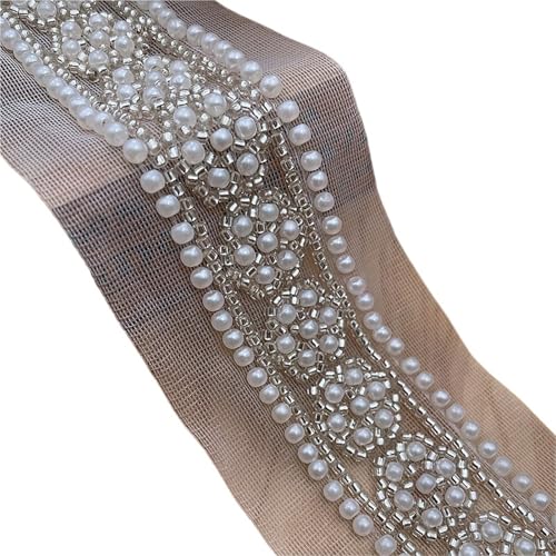 1 Yard Perlenbesatz Braut Spitzenband Bestickte Perlen Applikationen Besatzbänder for Basteln Nähen Hochzeitskleid DIY Stoff(A 3CM Wide) von DYYEUAVT