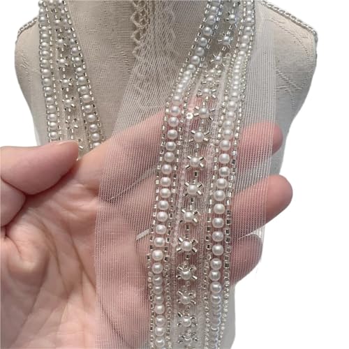 1 Yard Perlenbesatz Braut Spitzenband Bestickte Perlen Applikationen Besatzbänder for Basteln Nähen Hochzeitskleid DIY Stoff(C 3CM Wide) von DYYEUAVT