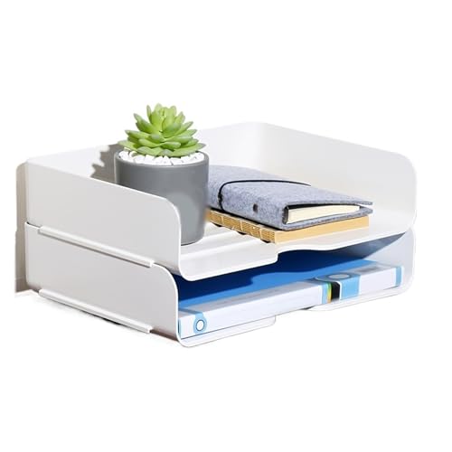 2 Stück stapelbarer Schreibtisch-Organizer aus Kunststoff, A4-Dateiaufbewahrungsboxen, Briefablage, Zubehörhalter, geeignet for den Schreibtisch von DYYEUAVT
