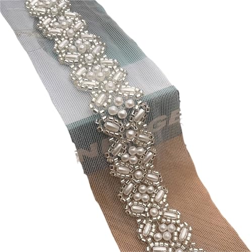 2 Yard Perlen-Spitzenbesatz, Stickerei, Perlen-Spitzenbänder, Nähband mit Perlen for Nähen, Basteln, Kleidung, DIY(Style 1) von DYYEUAVT