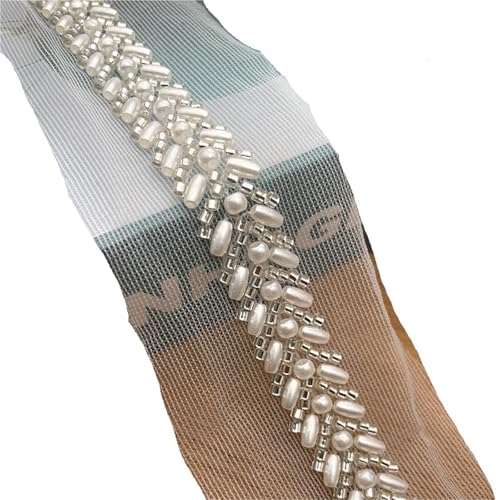2 Yard Perlen-Spitzenbesatz, Stickerei, Perlen-Spitzenbänder, Nähband mit Perlen for Nähen, Basteln, Kleidung, DIY(Style 2) von DYYEUAVT