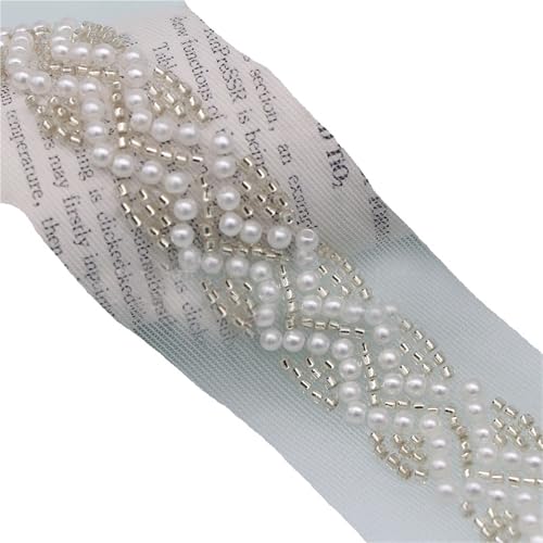 2 Yard Perlen-Spitzenbesatz, Stickerei, Perlen-Spitzenbänder, Nähband mit Perlen for Nähen, Basteln, Kleidung, DIY(Style 3) von DYYEUAVT