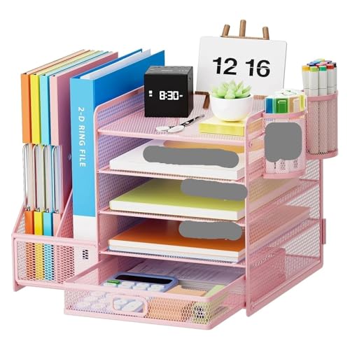 5-lagige Papierbriefablage mit Schubladen und 2 Stifthaltern, Schreibtisch Zeitschriftenständer for Bürobedarf 5-lagige Papierbriefablage mit Schubladen und 2 Stifthaltern, Schreibtisch Zeitschriftenständer for Bürobedarf von DYYEUAVT