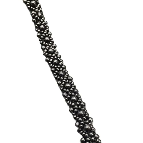 Bestickter Stoff zum Basteln, Nähzubehör, für Brautschmuck, Hochzeitskleid, Dekoration, Spitzenborte, Perlenband (schwarz), 4,5 m von DYYEUAVT