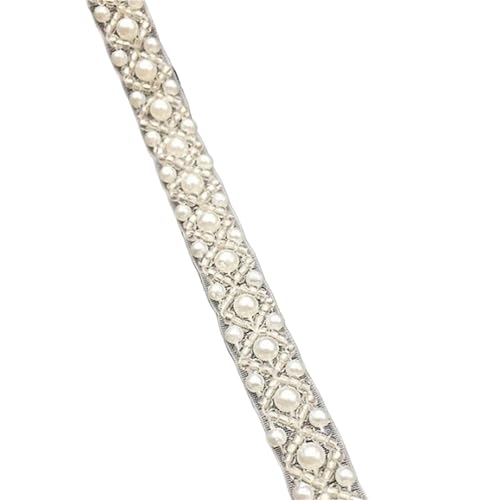 Bestickter Stoff zum Basteln, Nähzubehör, für Brautschmuck, Hochzeitskleid, Dekoration, Spitzenborte, Perlenband (weiß), 4,5 m von DYYEUAVT