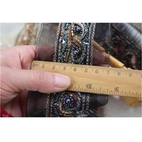 Breite 7 cm Nationalen Stil Wurzel Garn Perlen Spitze Trim Kleidung Zubehör DIY Gürtel Headwear Mesh Perlen Spitze Material(Color 1) von DYYEUAVT
