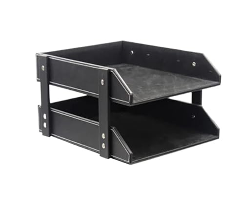 Business Doppel-schicht Datei Tablett Büro Desktop Dokumente Klassifizierung Organizer Leder(Black) von DYYEUAVT