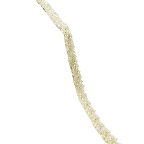 DYYEUAVT 2/5 Yards 7mm Perlen Spitze Stoff Trim Band Kleidung Dekoration Trimmen Fransen Hochzeit Kleid DIY Nähzubehör(Color 06,7mm-2Yards) von DYYEUAVT